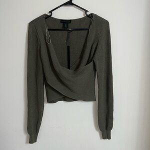 NWT House of Harlow 1960 Front Cross Sweater in Deep Green